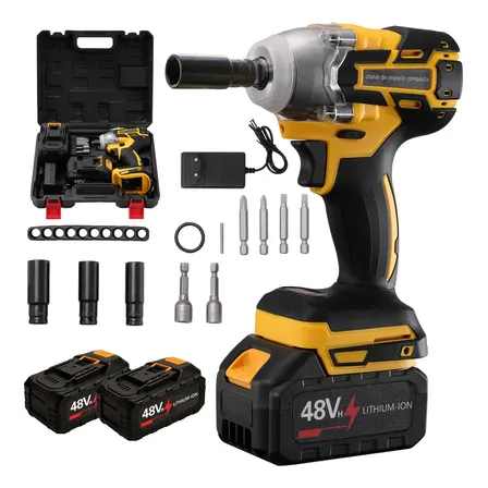 Chave Impacto Sem Fio 48v Alto Torque, Kit Com 2 Baterias