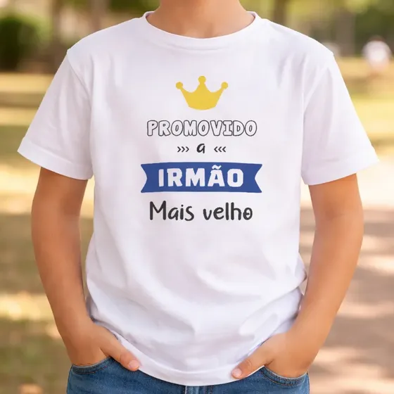 Camiseta Infantil Promovido A Irmão Ou Irmã Mais Velho