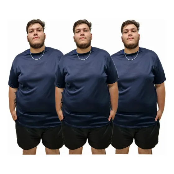 Kit 3 Camisetas Plus Size Dry Fit G1 Ao G9
