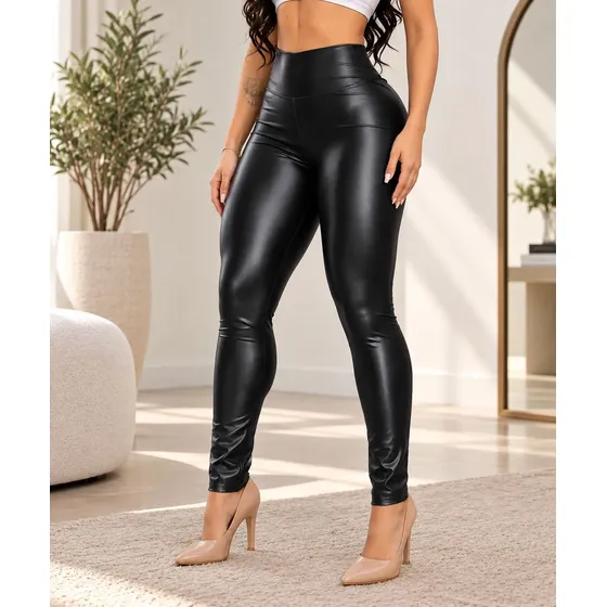 Calça Legging Feminina Alta Brilhante Cirre