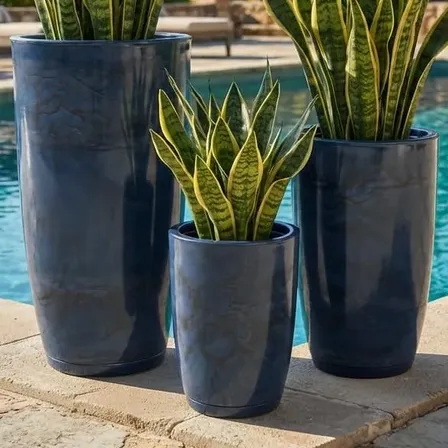 Jogo De Vasos Polietileno Colunas Redondas Luxuosas Grande