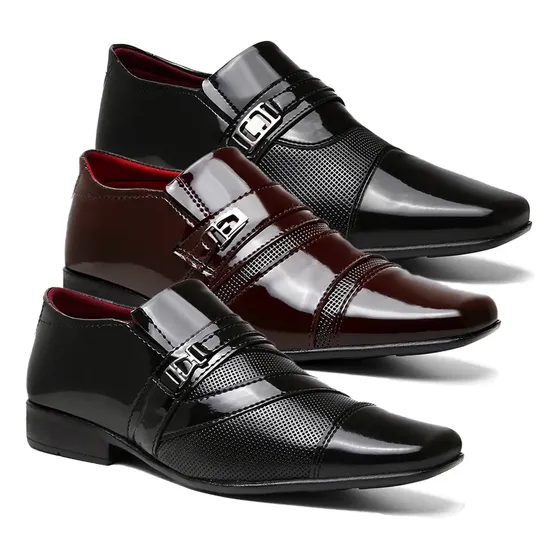 Kit 3 Sapatos Social Masculino Verniz L S Premiun 01 Combo