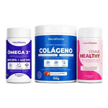 Femme Healthy + Colágeno + Ômega 3 = Menopausa Cancelada