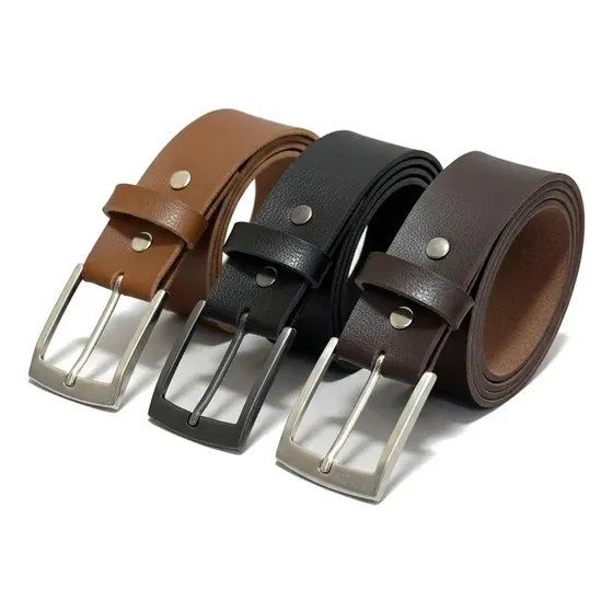 Kit 3 Cintos Social Masculino Do P Ao Plus Size Com Passante