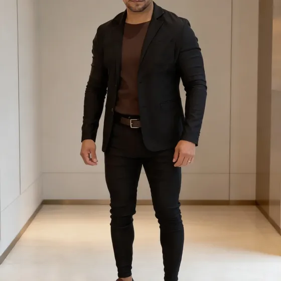 Conjunto Masculino Slim Fit Blazer Calça Italiano Bengaline