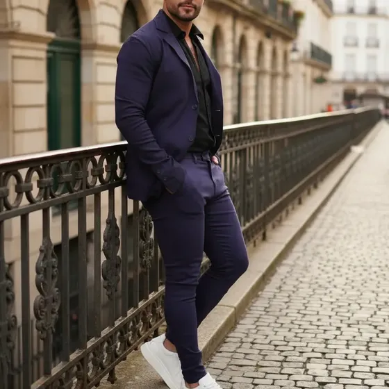 Conjunto Masculino Slim Fit Italiano Blazer Calça Elastano