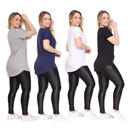 Kit 4 Camisetas Bata Compridas Caminhada Exercícios Longas