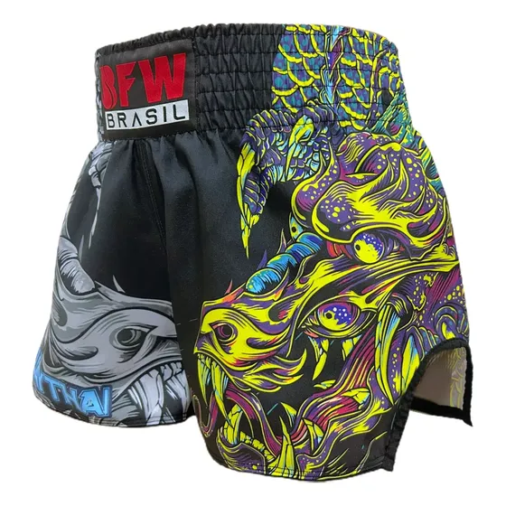 Short Muay Thai Calção Tailandês Unissex - Dragão Verde