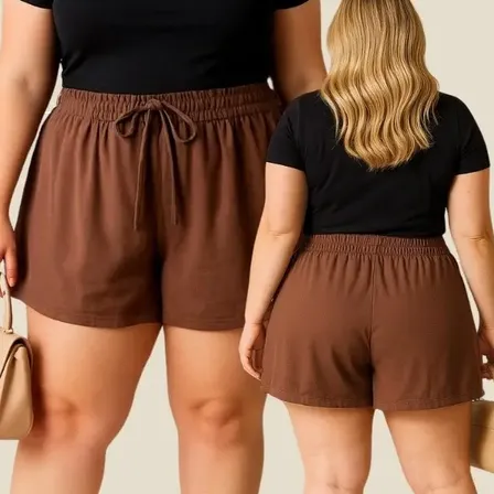 Short Plus Size Feminino Soltinho Com Cintura Alta Leve