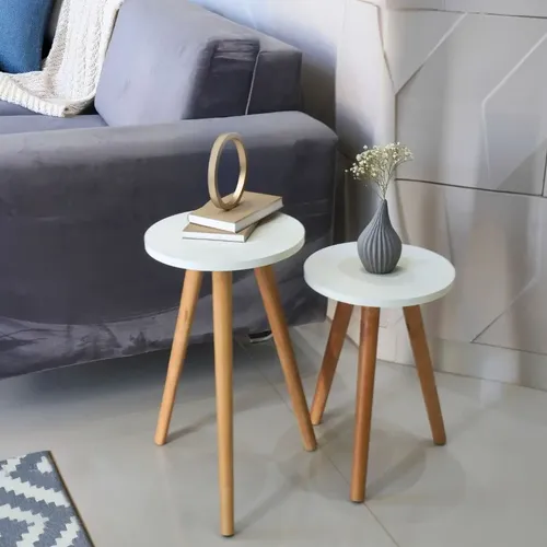 Kit Mesas Lateral Cabeceira Pe Palito 2 Mesas Mdf Decorativa