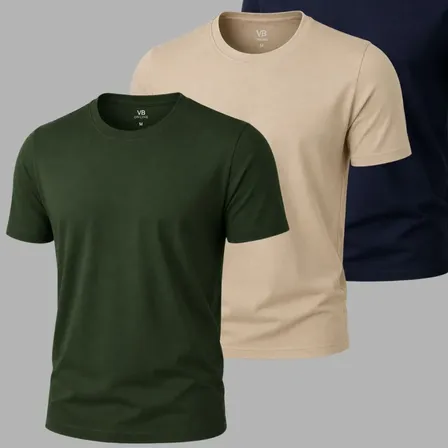 Kit 3 Camisetas Vb Online Gola Redonda Algodão Egípcio