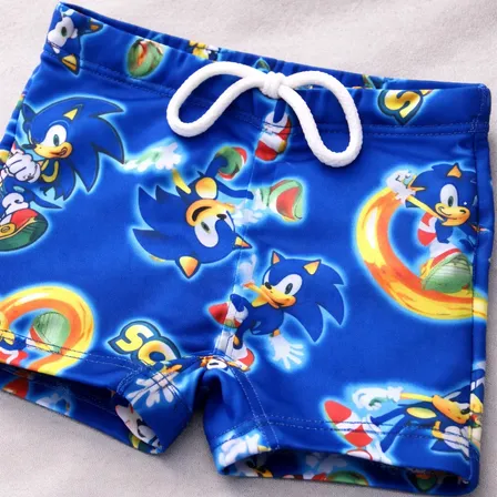 Sunga Infantil Boxer Menino Sonic Cordão Forrada Moda Praia
