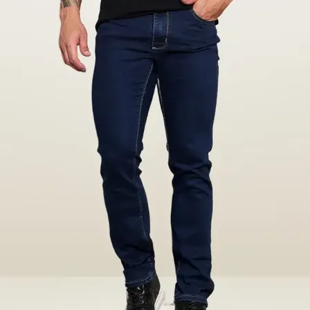 Calça Jeans Masculina Corte Reto Com Elastano Casual