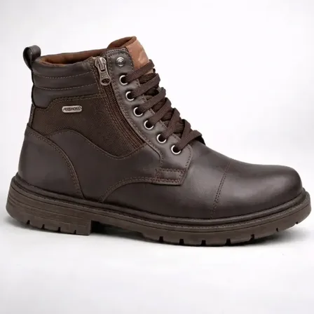 Bota Coturno Masculino Cadarço Zíper Motoqueiro Palmilha Gel
