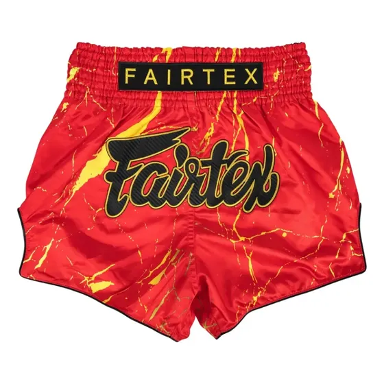 Shorts De Muay Thai Bordados Originais Em Preto E Vermelho