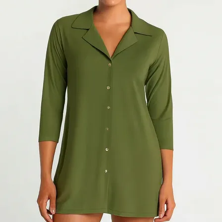 Saída Praia Camisa Feminina Plus Size Poliamida Uv 50+ Verão