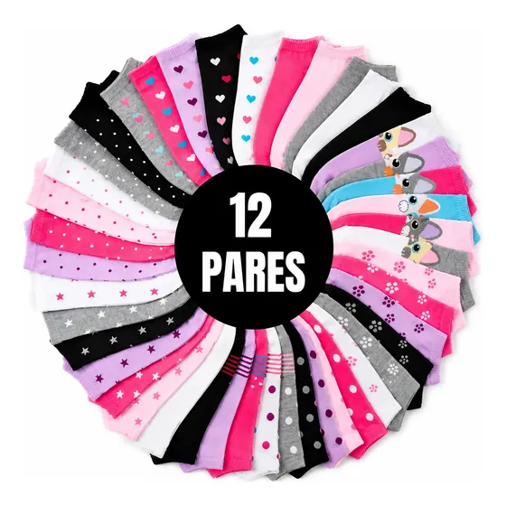 Kit 12 Pares Meia Soquete Cano Curto Feminino Atacado Cores