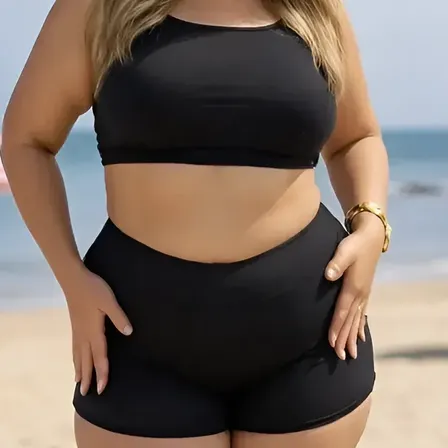 Biquíni Plus Top Com Bojo E Shortinho Cintura Alta Forrado
