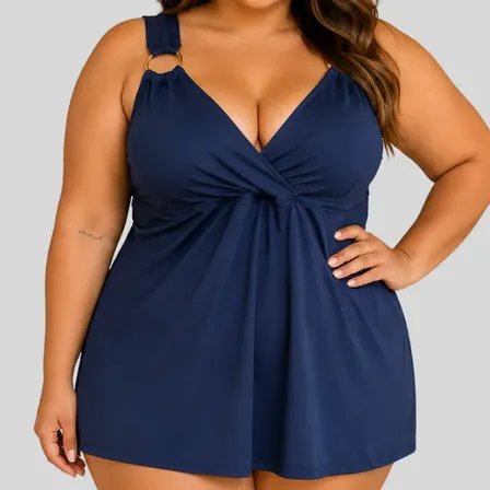 Maiô Feminino Saída De Praia Plus Size Saia Embutida