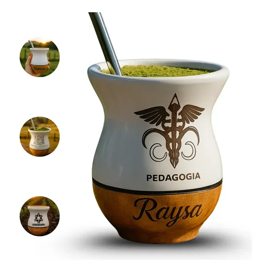Cuia De Chimarrão Personalizada C/ Nome Profissão Foto Frase