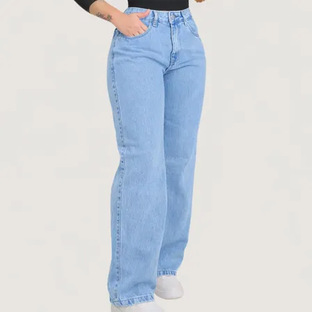 Calça Wide Leg Jeans Feminina Pantalona Juvenil 34 Ao 46
