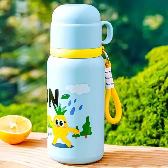 Garrafa Térmica Infantil Com 450ml Inox Escolar Copo + Alça