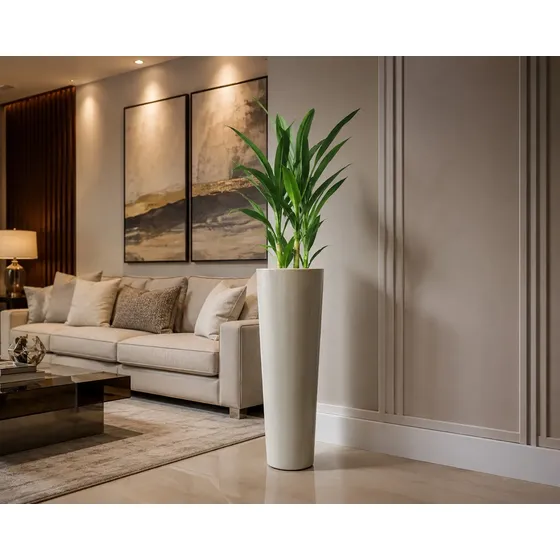 Vaso Para Plantas Coluna Classic Cone Grande 70 Cm Com Prato
