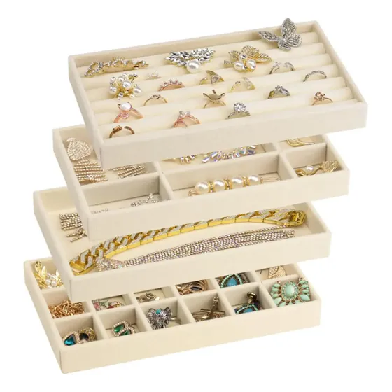 Kit 4 Veludo Organizadors Bandejas Para Jóias Bijuterias Top