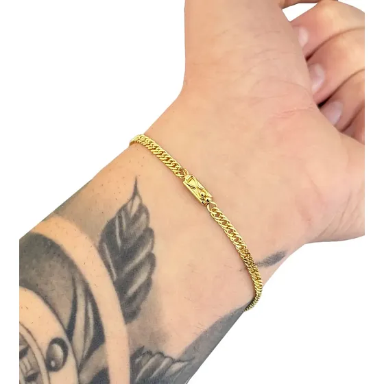 Pulseira Masculina Grumet Dupla 3mm - Banhada A Ouro 18k
