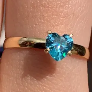 Anel Solitário Ouro18k Coração Oceano Casamento Noivado