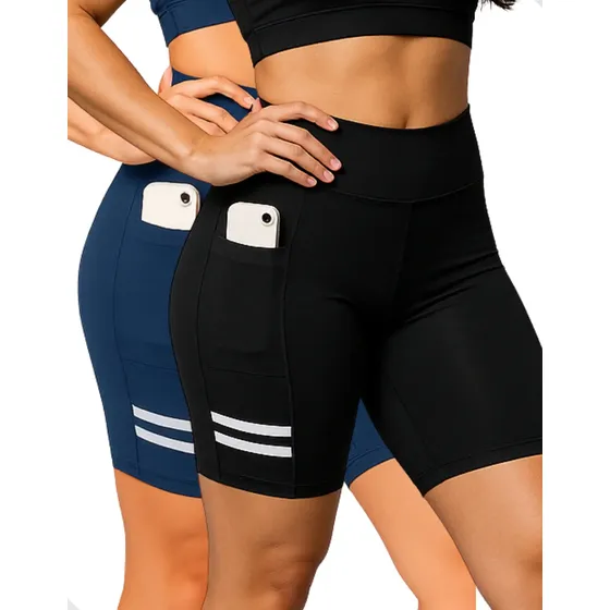 Kit 2 Bermuda Ciclista Fitness Suplex Sem Transparência