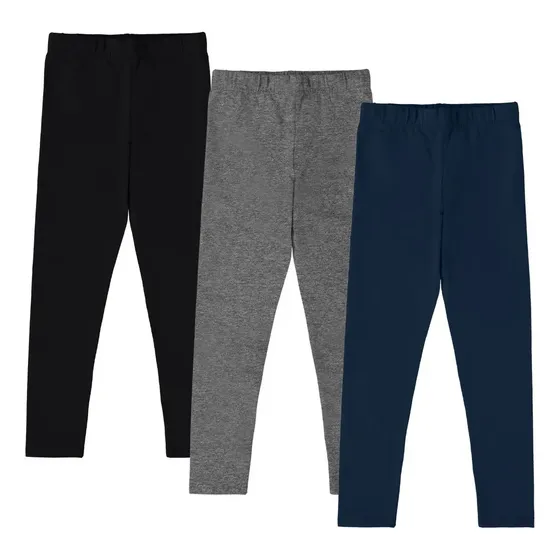 Kit3 Calça Legging Infantil Menina Cotton Leve Basico Malwee