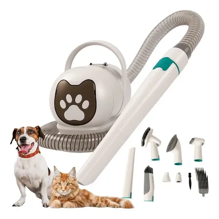 Máquina De Tosa Para Pets Cães E Gatos 7 Em 1 Com Aspirador
