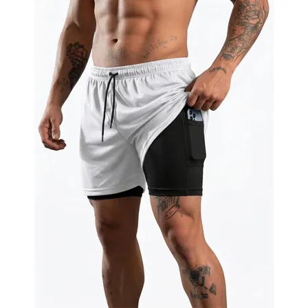 Short Corrida Masculino 2 Em 1 Compressão Bolso Interno