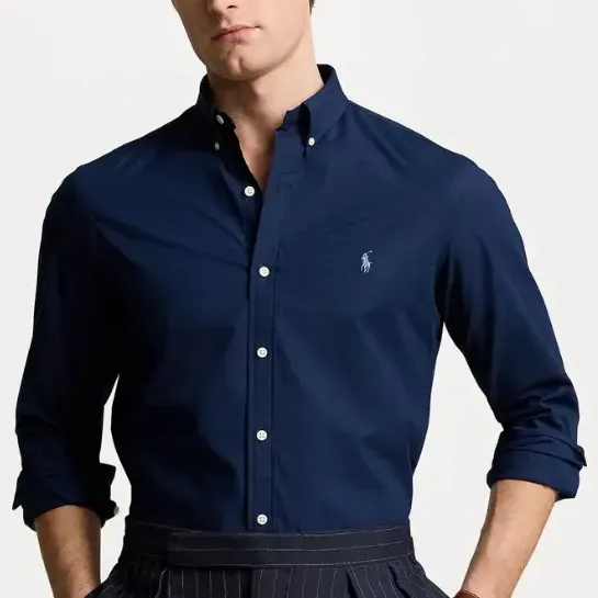 Camisa Masculina Ralph Lauren Custom Fit Azul-marinho