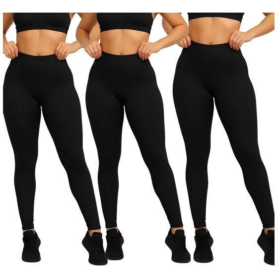 Kit 3 Calças Legging Zero Transparência Blackout Preta