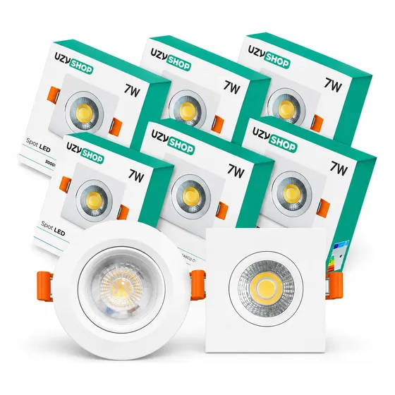 Kit 10 Spots Led 7w Embutidos 3000k/6500k Branco Frio/quente