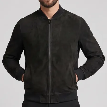 Jaqueta Bomber Suede Camurça Masculina Com Zíper E Bolso
