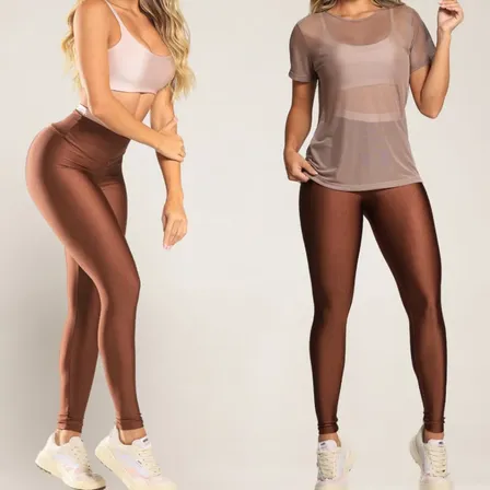 Kit Conjunto Cropped Legging + Blusa Fitness Academia Treino