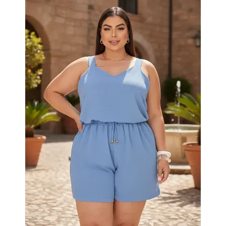 Conjunto Plus Size Blusa E Short Moda Casual Elegante Duna