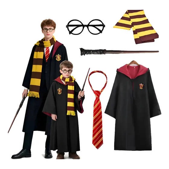 Fantasia De Harry Potter Ulmll Com 5 Acessórios: Cachecol, C