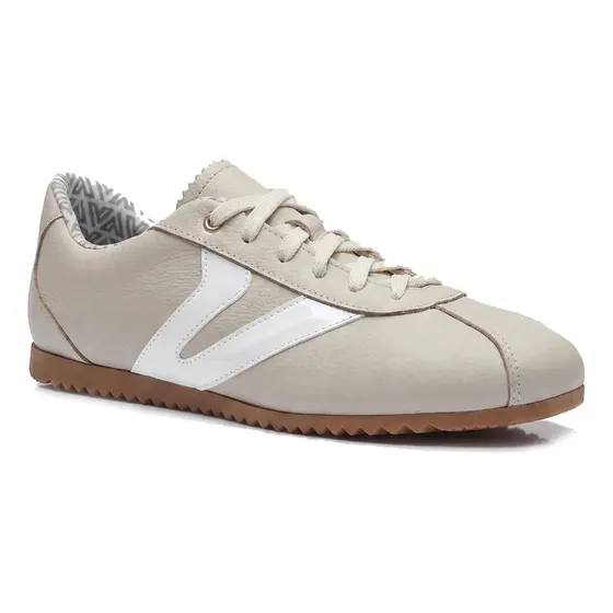 Tênis Feminino Vittal Couro Legitimo Casual Preto Offwhite