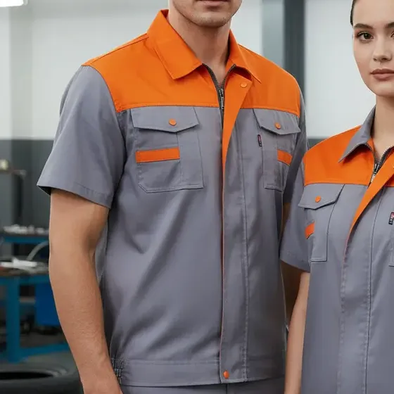 Camisa De Trabalho Leve De Manga Curta Unissex Para Oficina/