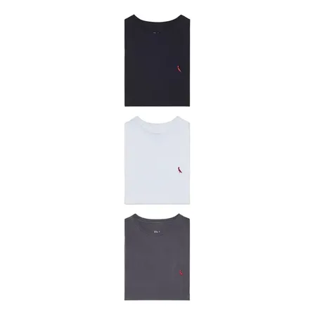 Kit 3 Camisetas Básicas Brasa Pica Pau Bordado Reserva
