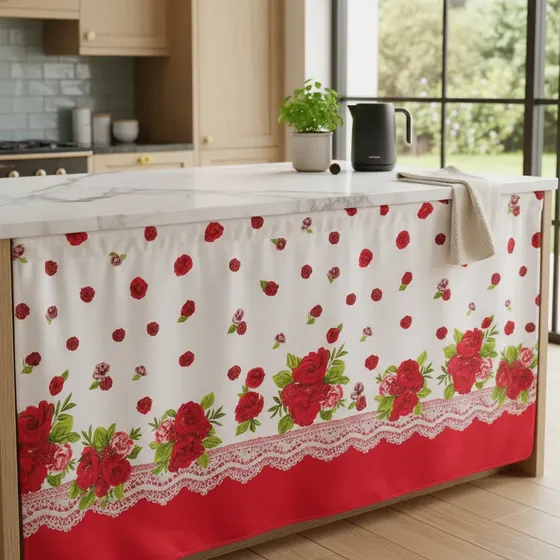 Cortina De Pia Cozinha Estampado Tecido Oxford 1,50lx0,80a