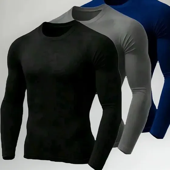 Kit 3 Camiseta Térmica Premium Segunda Pele Proteção Uv