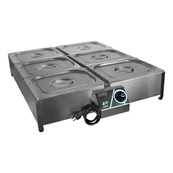 Rechaud Buffet Térmico 6 Cubas Elétrico Buffet Inox Escovado