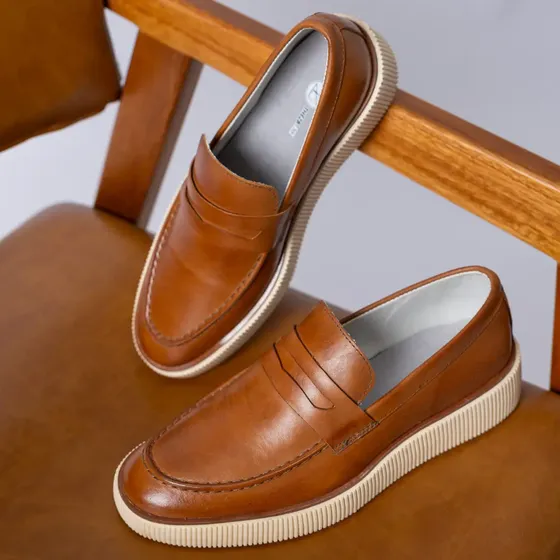 Sapato Social Mocassim Masculino Em Couro Confortável E Leve