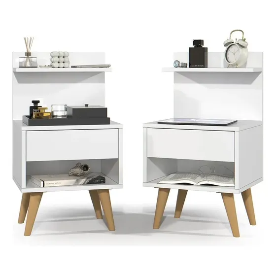 Conjunto 2 Mesas De Cabeceira Kit Decoração Quarto Retro