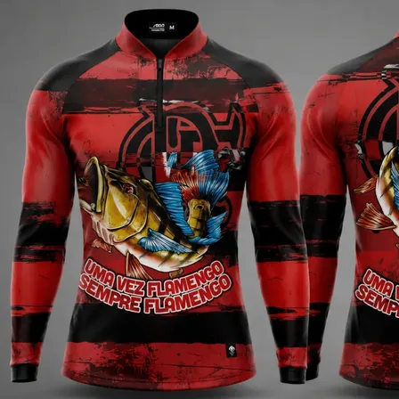 Camisa Camiseta Pesca Adulto Proteção Solar Uv50 Flamengo
